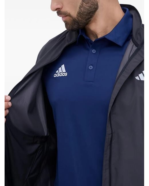 Adidas Blue Side-Stripe Zip-Up Windbreaker for men