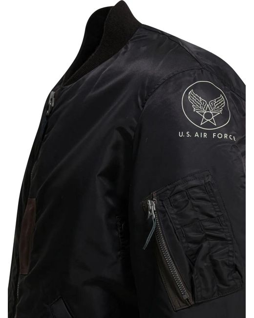 Buzz Rickson's Black Patched Bomber Coat for men