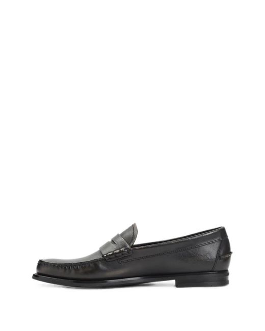 Prada Black Antiqued Leather Loafers for men