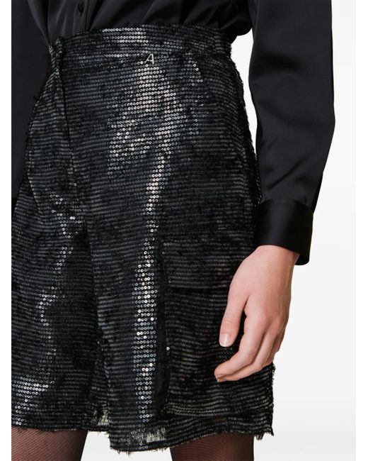 Twinset Black Sequin-Embellished Shorts