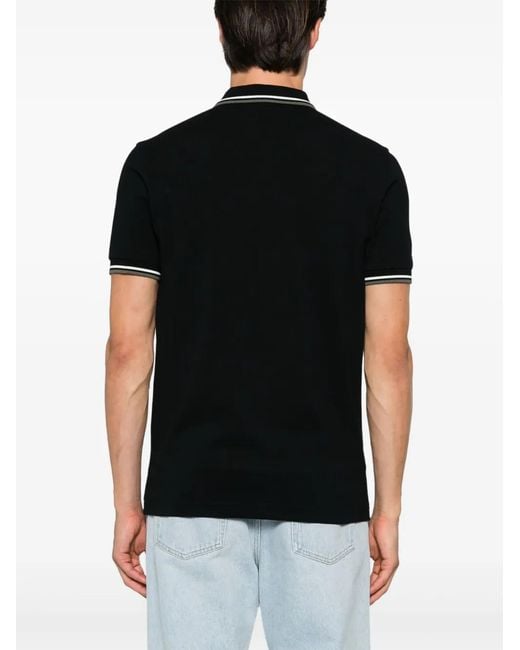 Fred Perry Black Logo-Embroidered Polo Shirt for men
