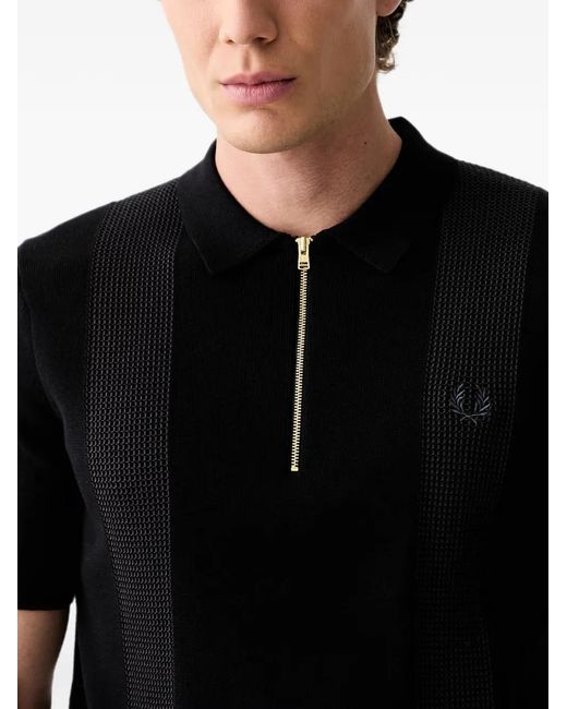 Fred Perry Black Zip-Fastening Polo Shirt for men