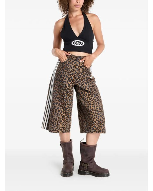 Adidas Brown Leopard-Patterned Bermuda Shorts