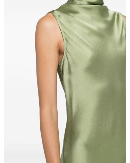 Robe courte satinée à design sans manches LAPOINTE en coloris Green