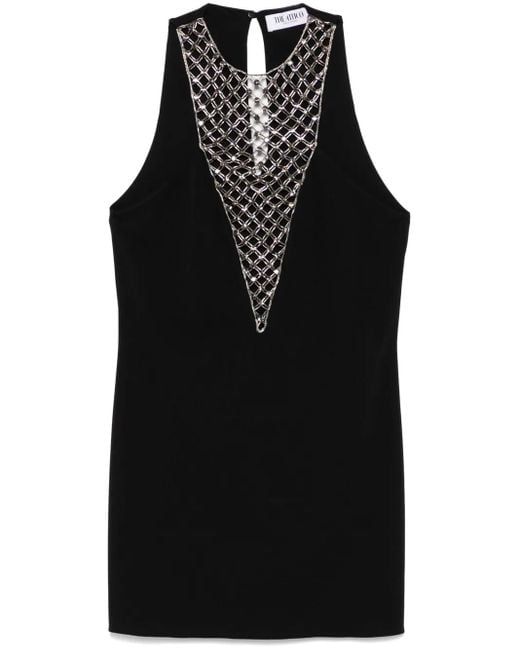 The Attico Black Short Dress With Crystals