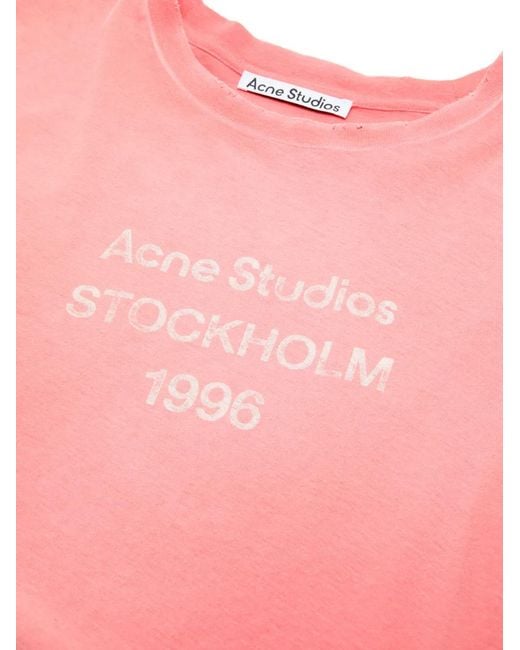 Acne Pink Fitted Logo T-Shirt