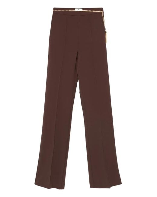 Elisabetta Franchi Chain-embellished Trousers Brown