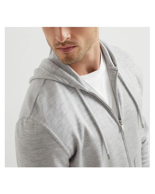 Brunello Cucinelli Hoodie Aus Frottee in Gray für Herren