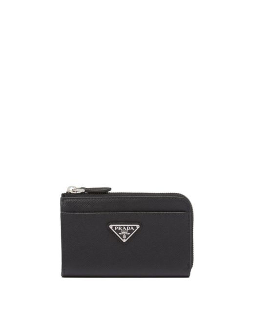Prada Black Triangle-logo Leather Keychain