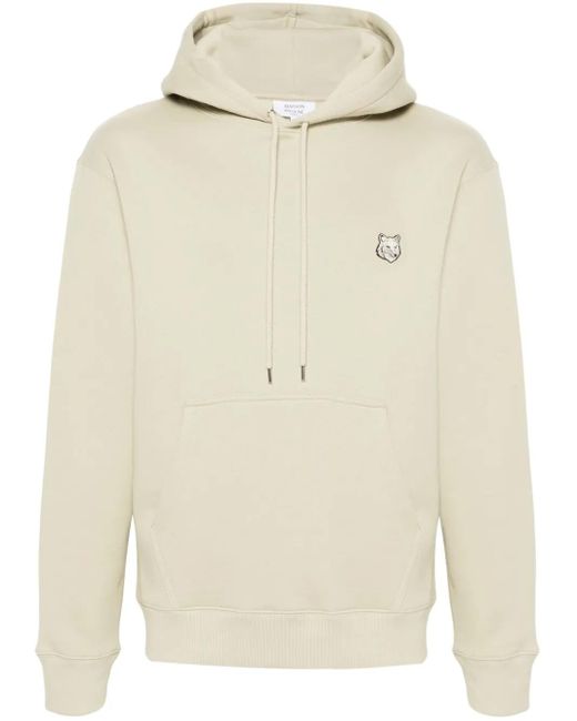 Maison Kitsuné White Minimalist Light Hoodie With Embroidered Fox Emblem for men