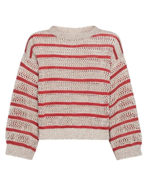 Maglione Dazzling Net di Brunello Cucinelli in Red