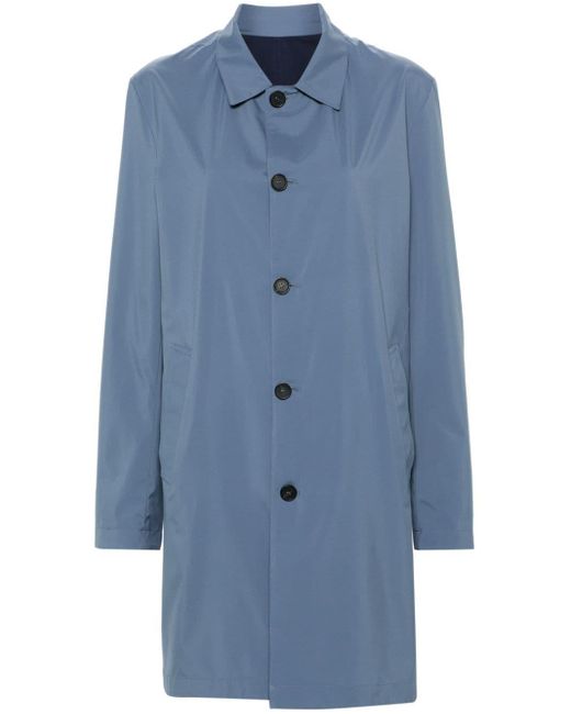 Cruciani Blue Reversible Taffeta Raincoat for men
