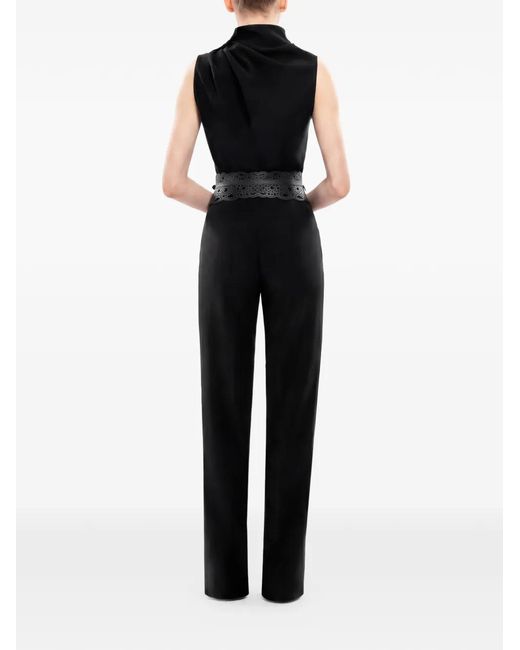 Saiid Kobeisy Black Draped Button-Embellished Top