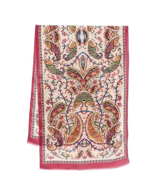 Etro Pink Multi-Coloured Patterned Scarf