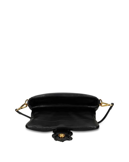 Just Cavalli Black Snake-Buckle Shoulder Bag
