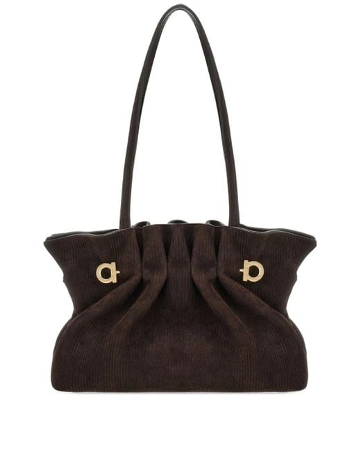 Ferragamo Black Suede Soft Shoulder Bag