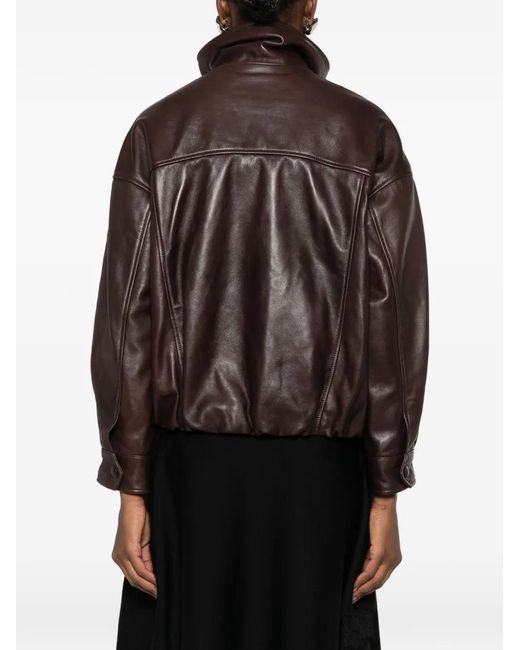 Nour Hammour Brown Roland Leather Jacket