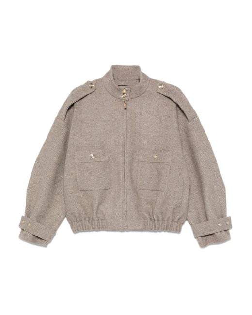 Maje Natural Button-Detailed Bomber Jacket