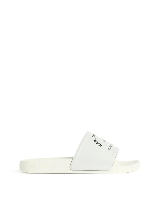 Karl Lagerfeld White Kondo 2.0 Logo-Print Slides