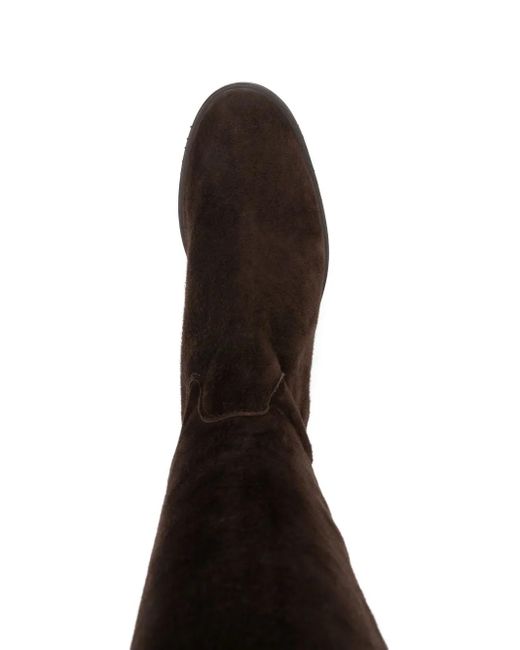 Julie Dee Black Calf-Suede Knee-High Boots