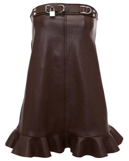 J.W. Anderson Brown Padlock-Detail Leather Minidress