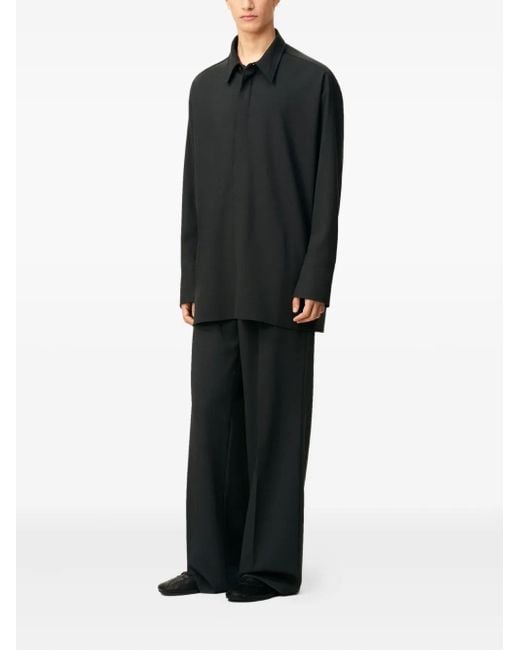 AMI Black Wool Oversized Shirt for men