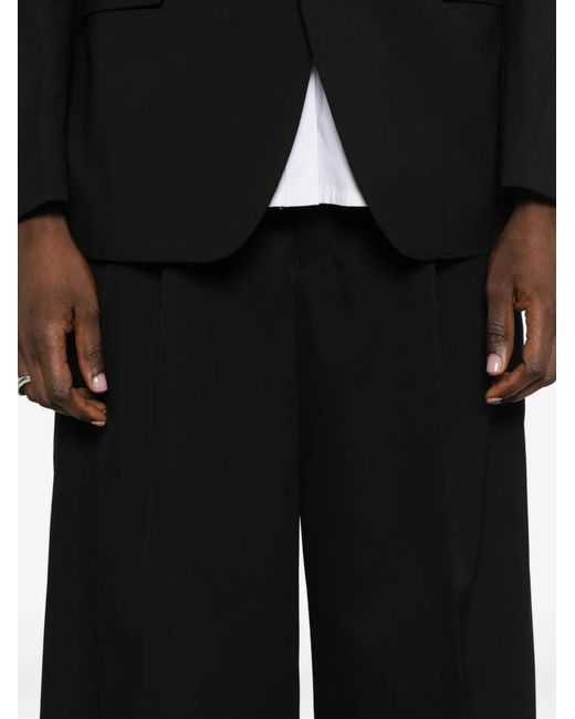 Comme des Garçons Black Satin-Panelled Pleated Trousers
