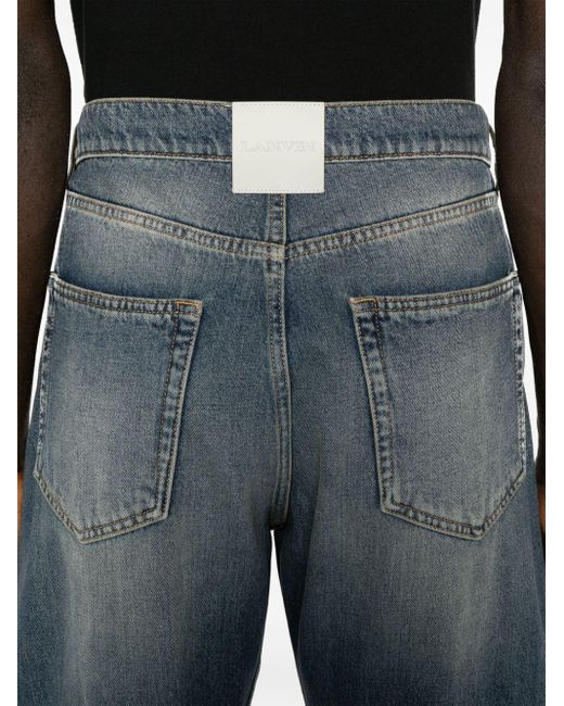 Lanvin Blue Whiskering-effect Straight-leg Jeans for men