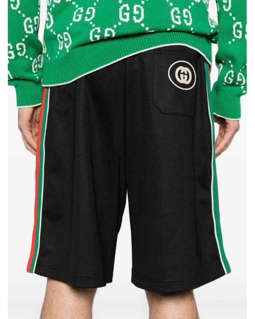 Gucci Black Web-stripe Jersey Track Shorts for men