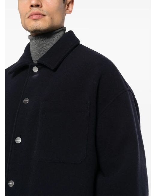 Giorgio Armani Blue Felted Virgin Wool Shirt Jacket for men