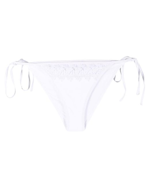Charo Ruiz White Crochet-trim Bikini Bottoms