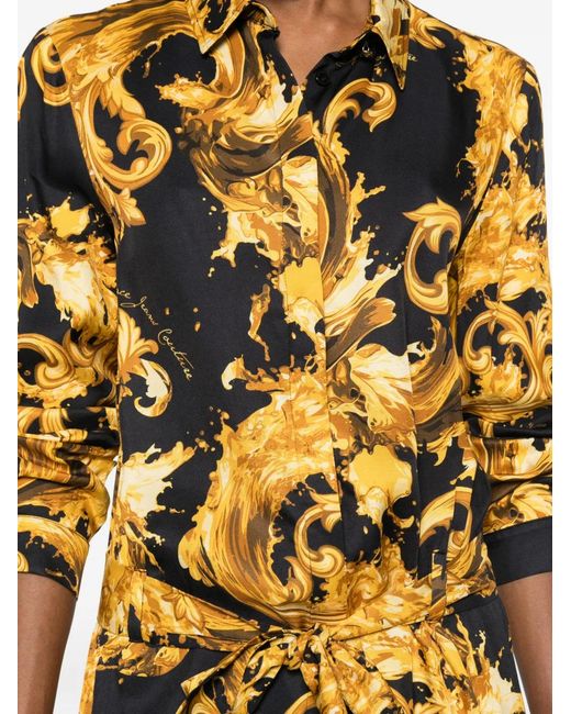 Versace Jeans Couture Metallic Belted Printed Mini Dress