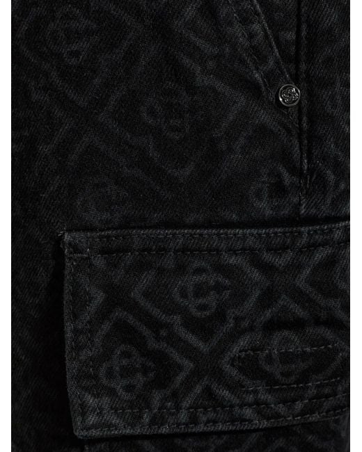 Casablanca Black Monogram-Pattern Cargo Jeans for men