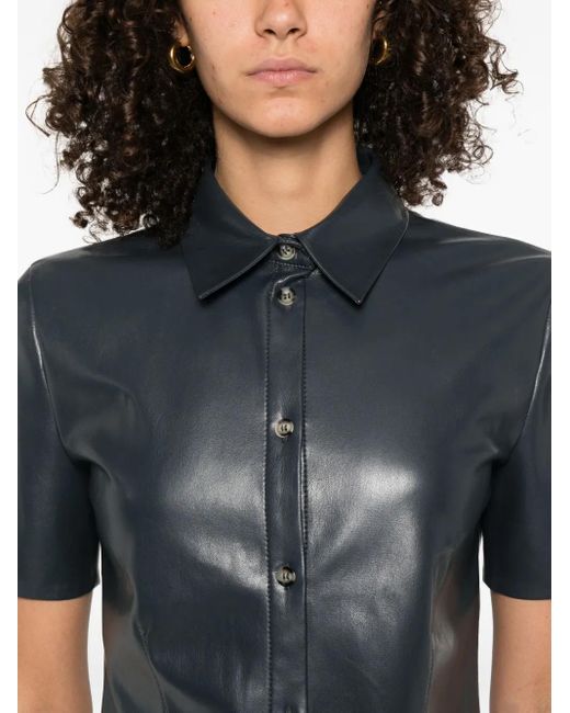 Nanushka Clare Blouse Met Korte Mouwen En Knopen in het Gray