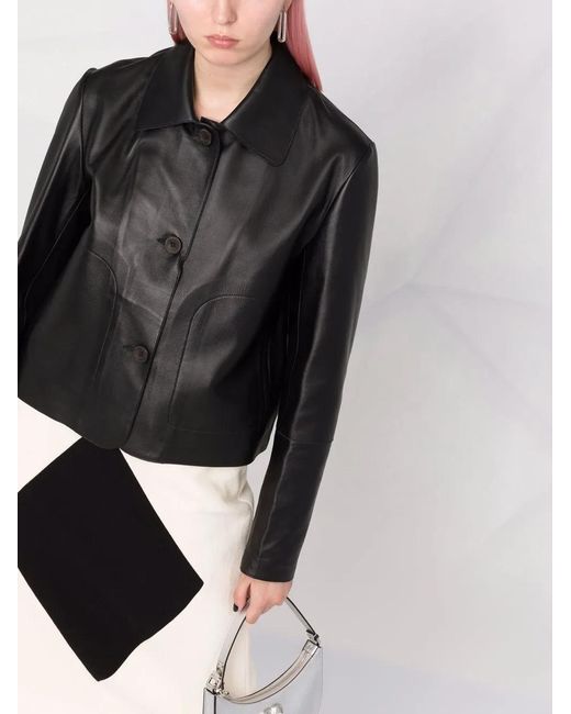 Arma Black Button-Up Leather Jacket