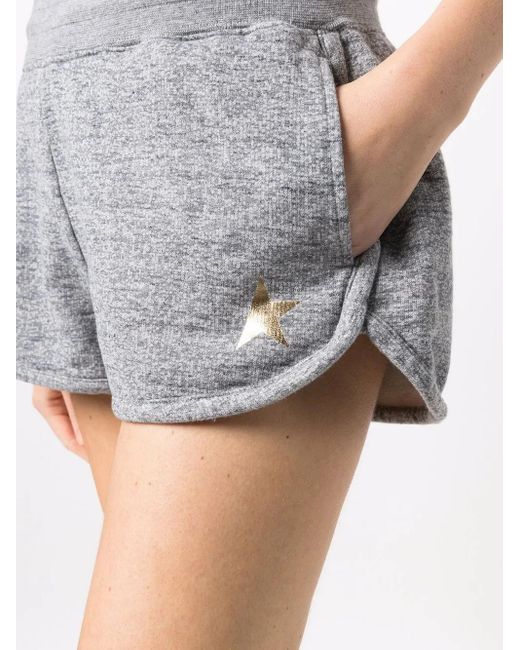 Golden Goose Deluxe Brand Gray Heathered Shorts With Elastic Waistband And Metallic Detail