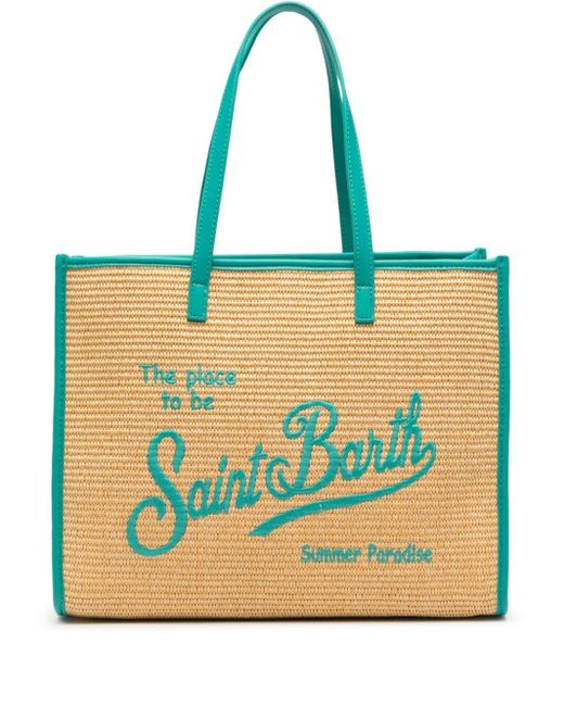 Mc2 Saint Barth Blue Logo-embroidered Beach Bag