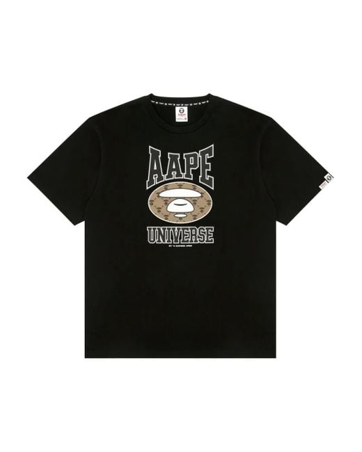 Aape By A Bathing Ape Black T-Shirt À Imprimé Graphique for men