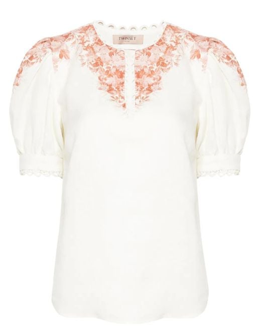 Blusa A Fiori di Twinset in White