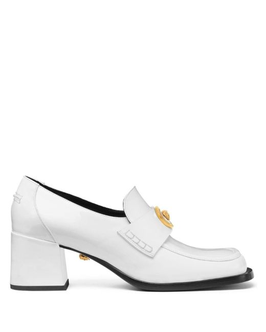 Versace White Alia Leather Loafers