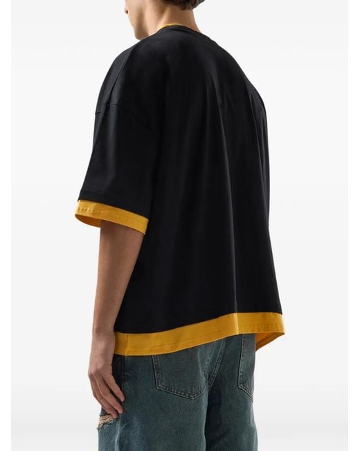 Gcds Black Short-Sleeve Logo-Lettering T-Shirt for men