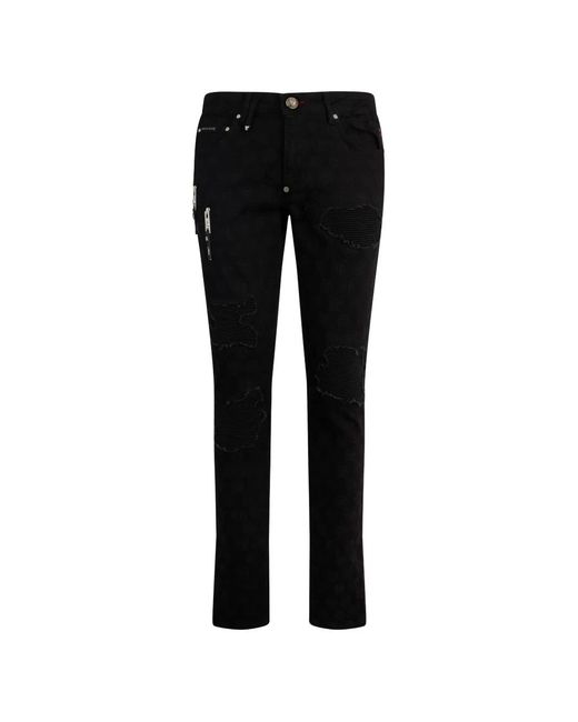 Philipp Plein Black Jean Rockstar À Broderies Monogram for men