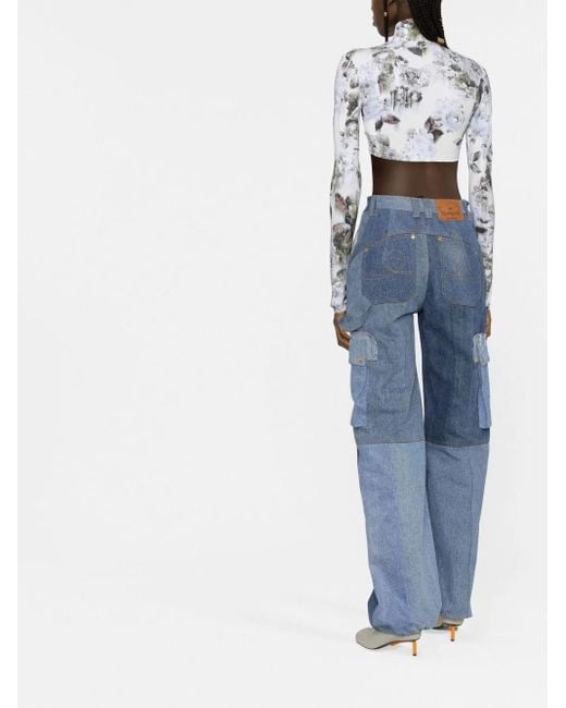 MARINE SERRE Blue Jeans Mit Hohem Bund