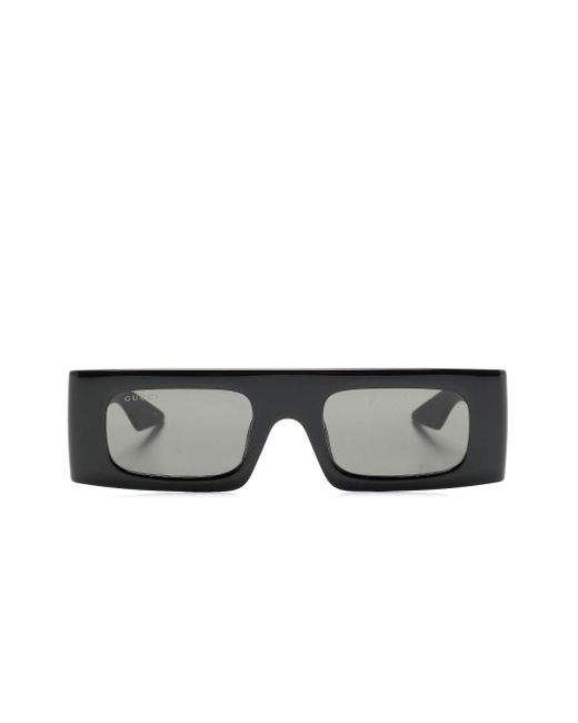 Gucci Gray Interlocking G Rectangle-frame Sunglasses