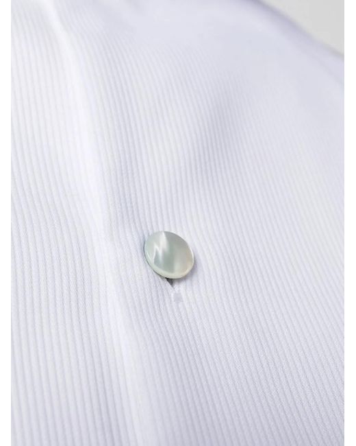 Emporio Armani White Wingtip-Collar Long Sleeve Shirt for men