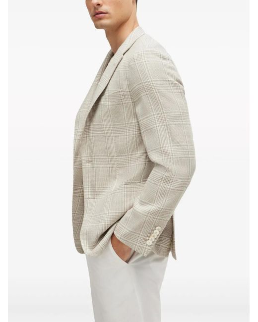 Boss Natural Plaid Cupro Blazer for men
