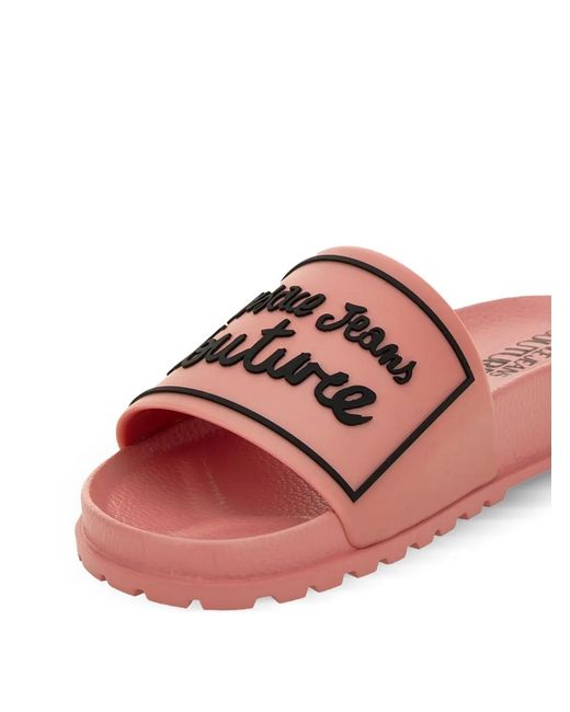 Versace Jeans Couture Pink Embossed Slides