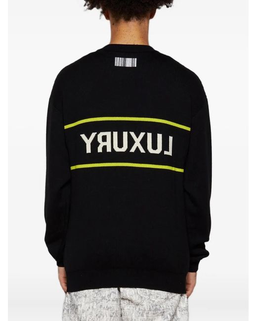 VTMNTS Black Barcode-Detail Luxury Sweater for men