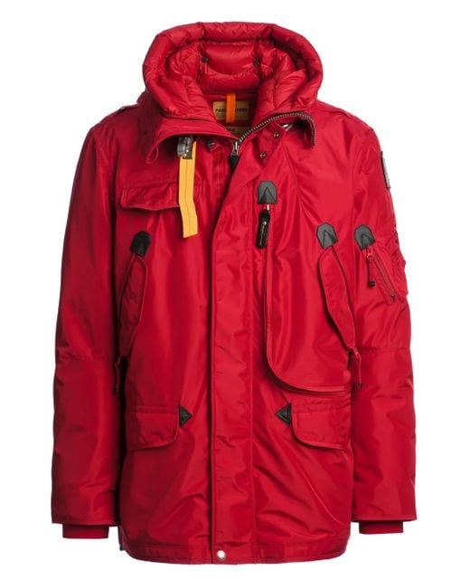 メンズ Parajumpers フーデッド パデッドジャケット Red