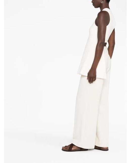 Jil Sander White Cropped-Detail Sleeveless Blouse